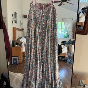 Free People Multicolor Floral Smocked Maxi Dress